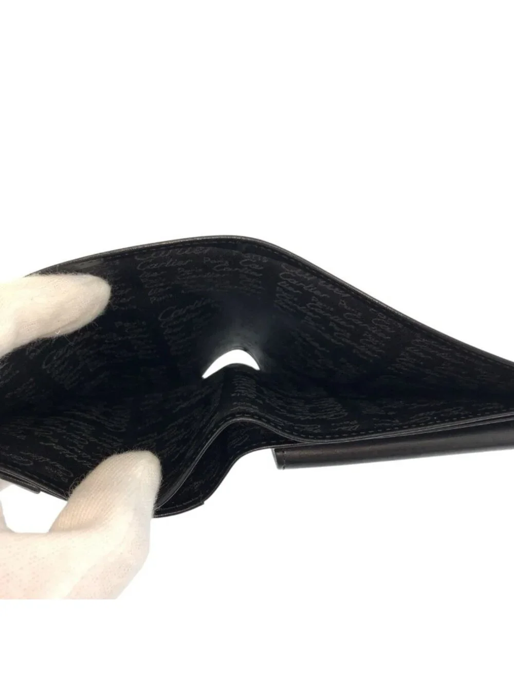 Cartier Pasha Black Silver Leather Compact Wallet